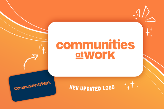 Communities at Work Logo Before and After - Brand Refresh Jan 2022